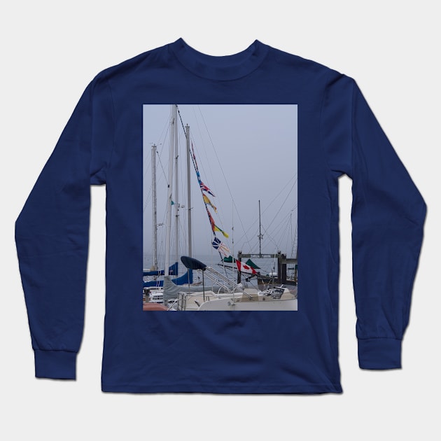 Sailboat Flags at Harbor Long Sleeve T-Shirt by KarenZukArt